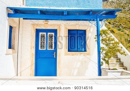 Wooden blue doors and windows, Greece