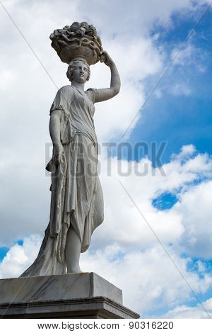 Statue From Gardens Of Schonbrunn Palace In Spring