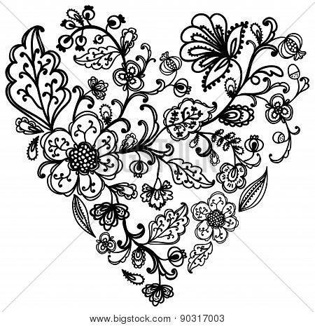 Beautiful vector floral ornate heart
