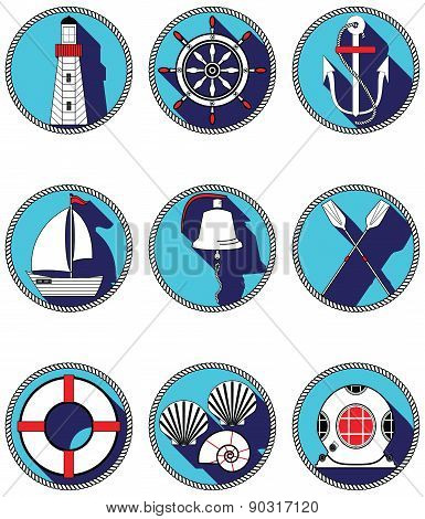 Nautical Elements I Icons In Knotted Circle