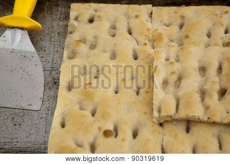 typical ligurian salted cakes called focaccia