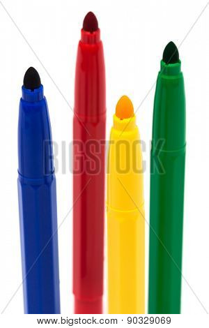 Beautiful color felt-tip pens on a white background