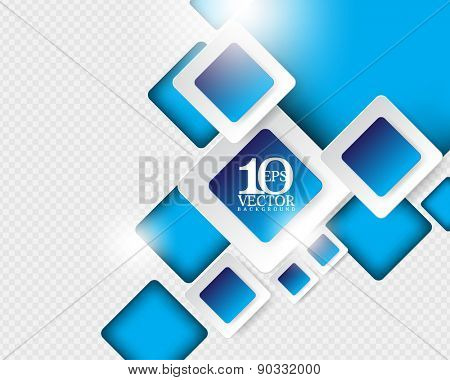 eps10 vector green geometric round corner square overlapping blue frame background
