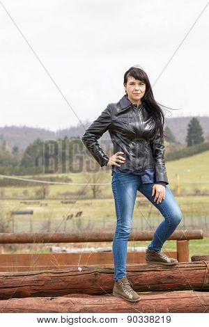 Portrait Of A Girl On Trunk