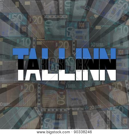 Talinn flag text on Euros sunburst illustration