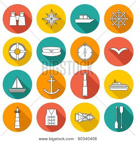 Set of  flat boating icons