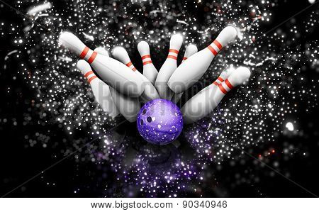 3D render of bowling skittles with a sparkle effect