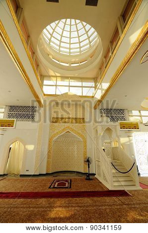 Interior of The Crystal Mosque or Masjid Kristal  in Terengganu, Malaysia