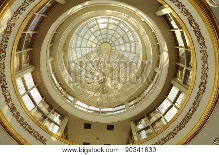 Inside dome of The Crystal Mosque or Masjid Kristal  in Terengganu, Malaysia