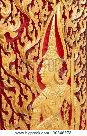 ancient wood carving for deva statue