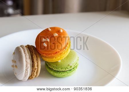 Orange, White, Brown Green Magaroon