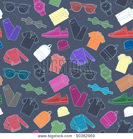 Seamless pattern of mens clothing items