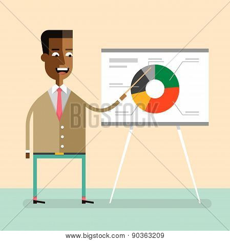 African american manager gives a presentation.