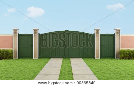 Garden With Large Driveway Gate