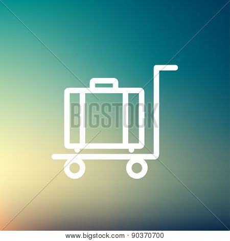 Trolley luggage icon thin line for web and mobile, modern minimalistic flat design. Vector white icon on gradient mesh background.