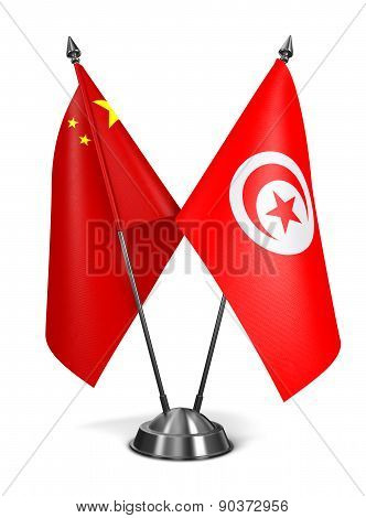 China and Tunisia - Miniature Flags.