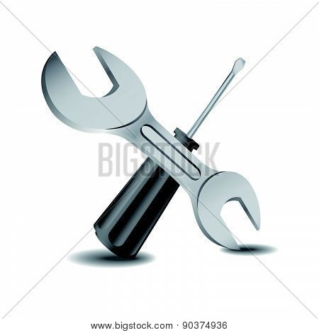 Screwdriver and spanner