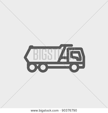 Trailer truck icon thin line for web and mobile, modern minimalistic flat design. Vector dark grey icon on light grey background.