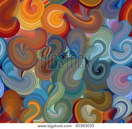 Seamless wave background of doodle drawn lines