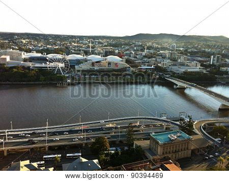 BRISBANE, AUSTRALIA - JUNE 24, 2013: South Brisbane cultural precinct along Brisbane river in the afternoon.