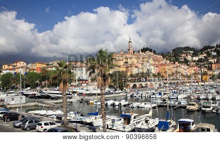 Menton cityscape and harbour