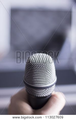 Professional Microphone Held In Hand