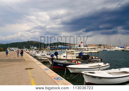 Quay And Port Of Town Of Bar In Stormy Weather