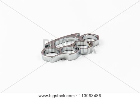 Brass knuckles weapon isolated with white background