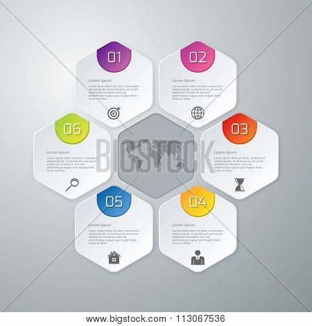 Vector illustration of paper infographics hexagons