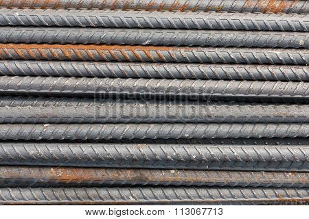 Rusty Round Bar Steel Used In Construction