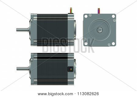 Stepper Motor Top Side And Front Views