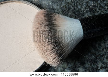 Macro Shot Of A Used Make Up Brush On Black Background