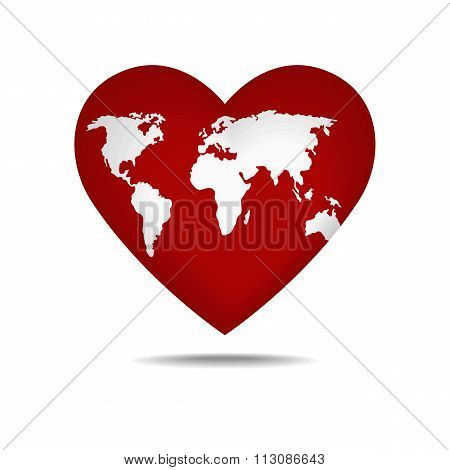 Globe In The Shape Of A Love Heart.