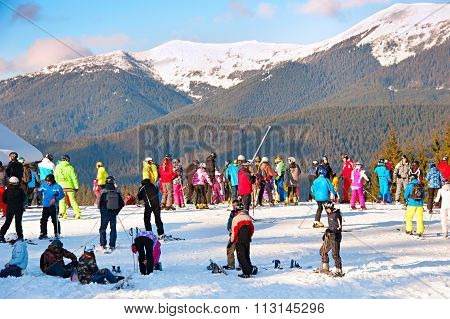 People At Ski Resort