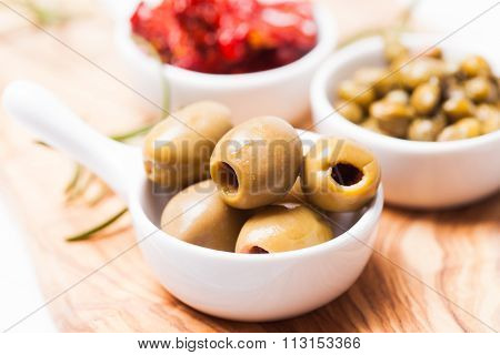 Marinated olives close up
