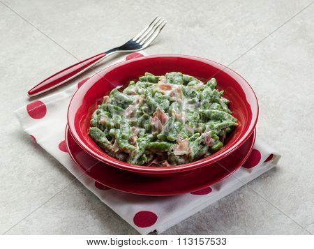 spatzli gnocchi with speck