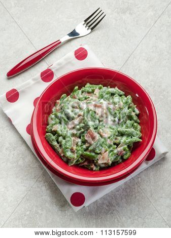 spatzli gnocchi with speck