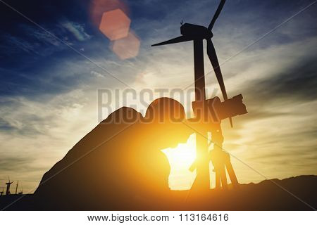 Male surveyor determines the required coordinates