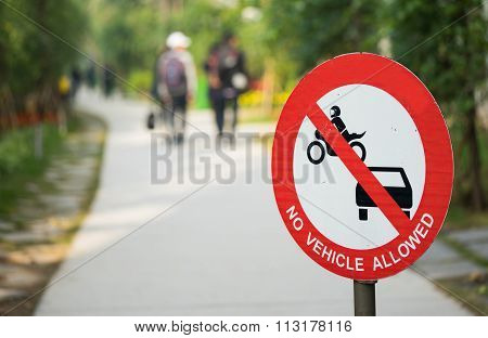 No motor vehicles, no car, no motorcycle
