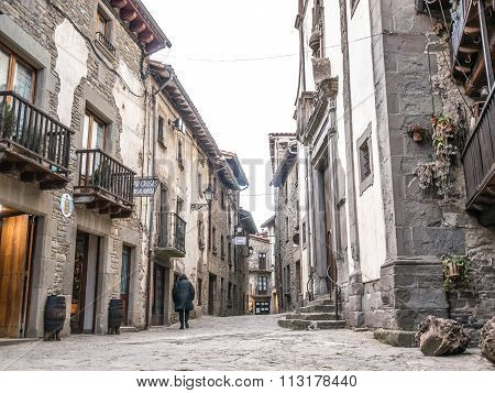 RUPIT, SPAIN - JANUARY 25, 2015: Rupit is a typical catalonian village in the county of Osona Catalonia Spain.