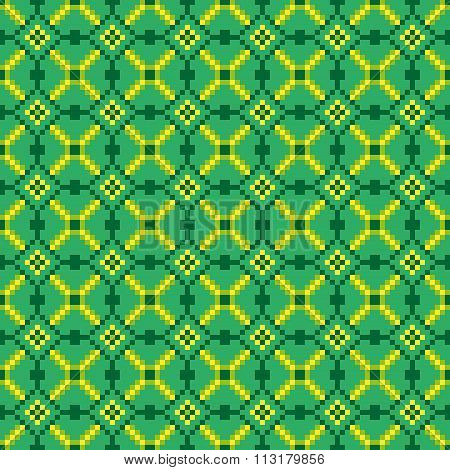 Bright seamless stitching pattern on a green background