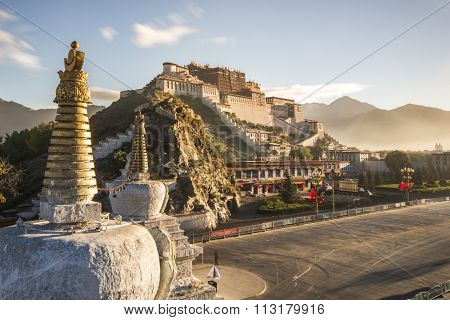 The potala palace,in Tibet of China during sunrise