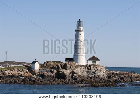 Historic Boston Harbor Lighthouse On A Summer Day