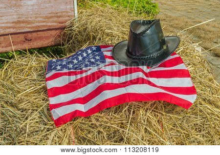 American flag and Cowboy hats