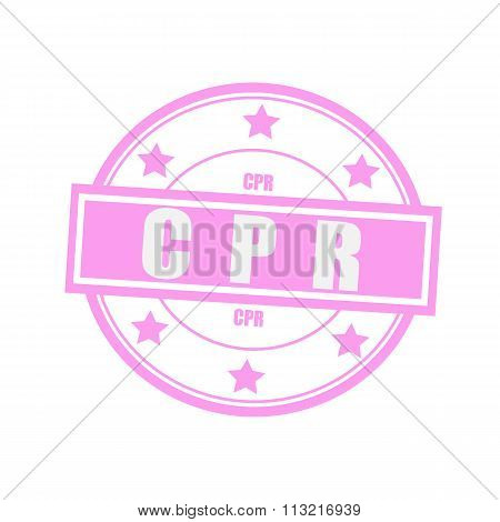 Cpr White Stamp Text On Circle On Pink Background And Star