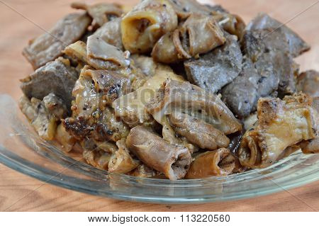 fried pork entrails with garlic