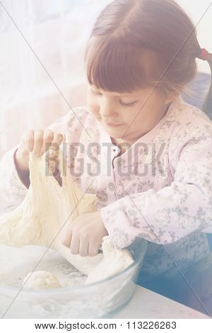 girl running with dough