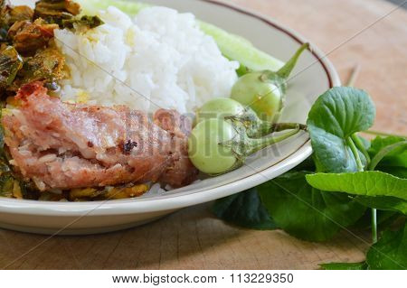 deep fried rice sausage with herb