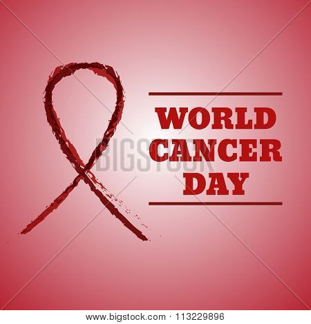 Vector Hand Drawn Illustration Of Red Ribbon Aids Symbol. Concept Cancer Day. Abstract Grunge Backgr
