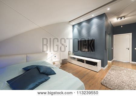 Modern Bedroom Interior In Loft Apartment